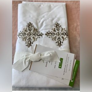pottery barn Tile Embroidered Organic Percale Sham Euro Neutral